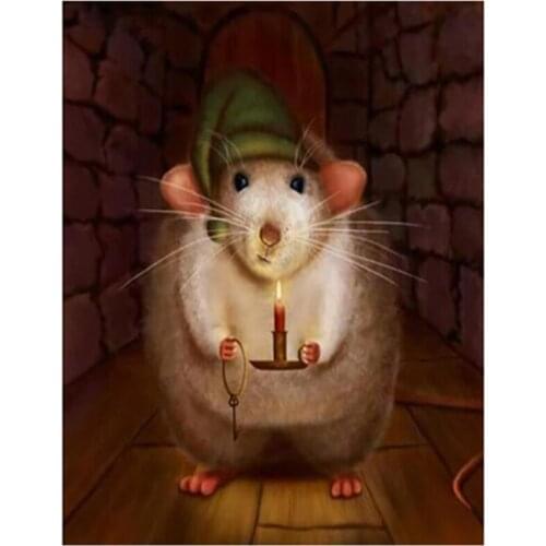 Full Drill 5D DIY Hamster Cartoon Embroidery Candlelight Needlework Rhinestone Diamond Painting Home Decor Child Gift XN1266