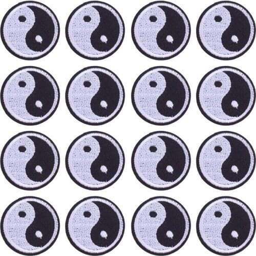 Prajna Wholesale 10PCS Tai Chi Embroidered Patches Fashion Patch Iron On Badges Yin and Yang Stickers On Clothing Decal Bag DIY
