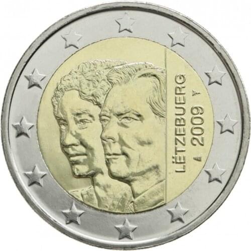 Luxembourg 2009 90th Anniversary Charlottes Grand Duke Ascension 2 Euro Real Original Coins True Euro Collection Commemorative