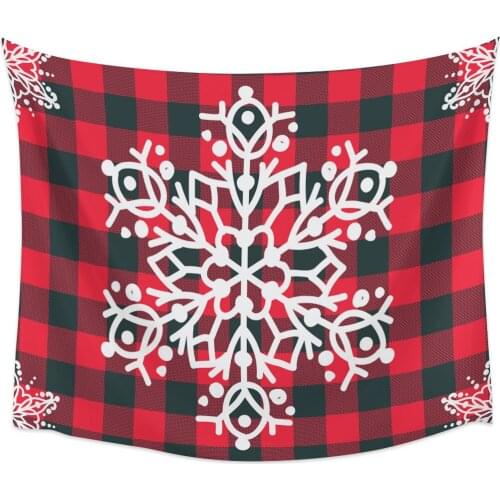 Christmas Plaid Snowflake Wall Tapestry Home Decoration Wall Hanging for Bedroom Living Room