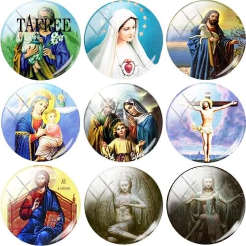TAFREE Religion Picture DIY 25mm Round Glass Cabochon Dome For Pendants Keychain Necklace Earring Accessories