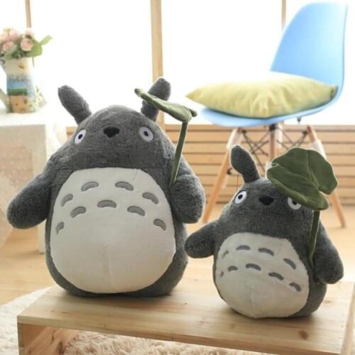 Totoro Plush Toy Cute Plush Cat Japanese Anime Figure Doll Plush Cute Totoro with Lotus Leaf Kids Toys Birthday Christmas Gift
