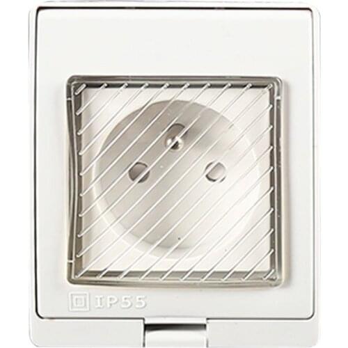 1pc Universal IP55 Waterproof Wall Socket Anti-UV Surface Mount Germany France Power Outlet for Outdoor Kitchen Bathroom