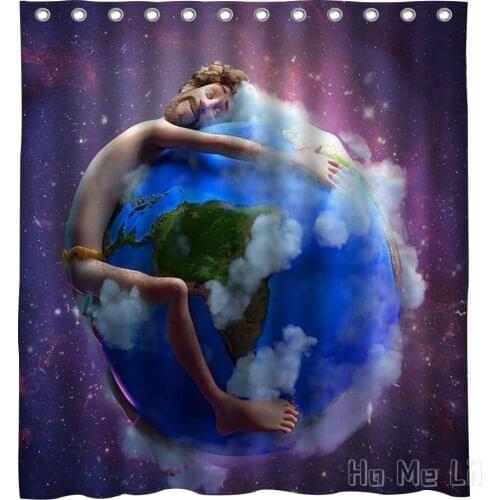 Earth Abstract Design Waterproof Shower Curtain Bathroom Accessories