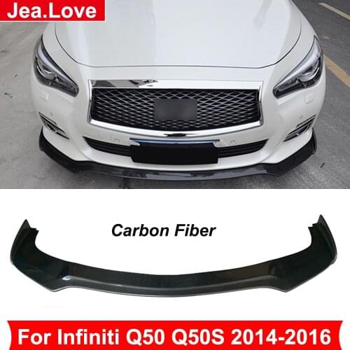 Real Carbon Fiber Front Bumper Lip Front Shovel Diffuser Protector Car Exterior Decoration For Infiniti Q50 Q50S 2014-2016