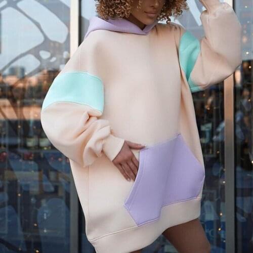 2020 Autumn Winter New Fashion Hooded Sweatshirt Women Harajuku Patchwork Tops Female Long Sleeve Oversized Hoodies Streetwear