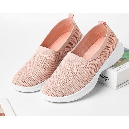 Women flats sneakers 2021 mesh breathable flat caual shoes women sneakers fashion solid color walking shoes female