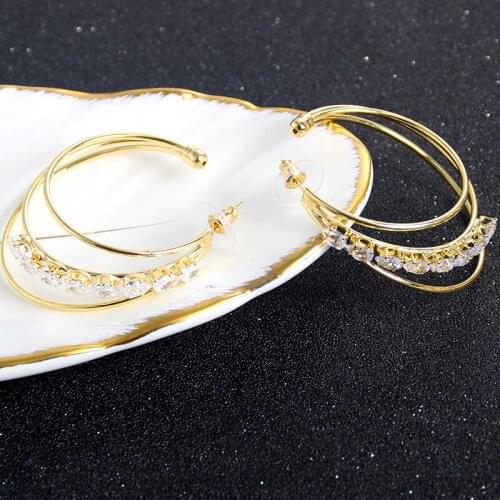 Fashion Jewelry Trendy Jewelry Hoop Earrings For Women Copper Jewelry Cubic Zirconia Geometric Earrings For Anniversary Jewelry