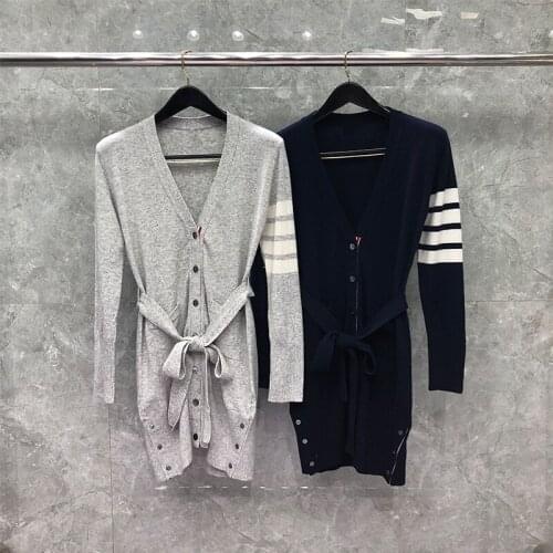 2021 Fashion Brand Sweaters Women Slim Fit V-Neck Cardigans Clothing Striped Wool Cashmere Autumn Winter Casual Coat