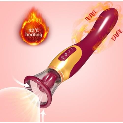 Tongue Licking Pussy Heating Dildo Vibrator Blowjob Clitoris Stimulator Nipple Vagina Massage Oral Sex Suction Sex Toy For Woman