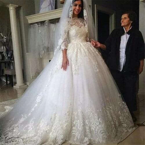 Robe De Mariage Ball Gown Wedding Dresses Luxury Beading Lace Appliques Wedding Gowns Bride Dress Vestidos De Novia