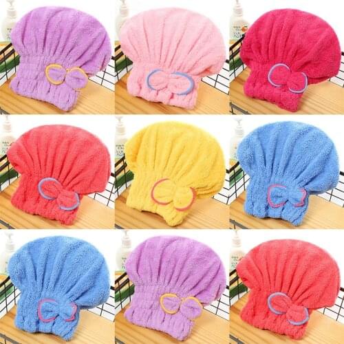 1PC Microfiber Shower Bath Cap Turban Towel Elastic Band Bath Cap Spa Hat Cute Hair Protective Shower Hats Bathroom Accessories