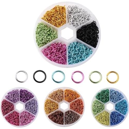 1080Pcs/Box Mixed Colors 6mm Aluminum Open Jump Ring Split Rings for DIY Jewelry Making Finding Handicraft Accessories Connector