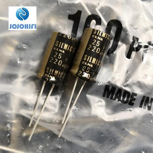 2pcs / 4pcs / 6pcs / 8pcs / 10pcs / 12pcs/14pcs ELNA 25V 220UF 13mm×20mm Pitch 7.5mm SILMIC II RFS Audio Electrolytic Capacitors
