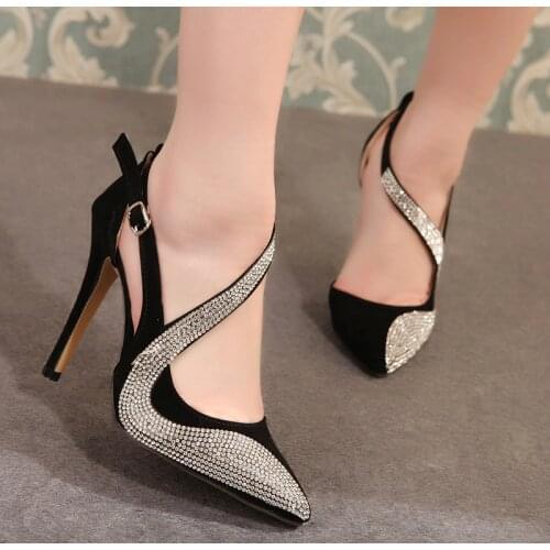 2019 Sexy high heels shoes women brand design high heels night club rhinestone women pumps high heels party wedding shoes heels