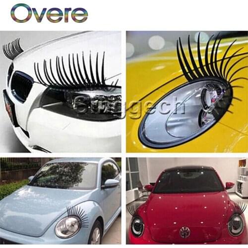 Overe 1Pair 3D Car Headlight Fake Eye Lash Stickers For Ford Focus 2 3 Fiesta Mondeo MK4 Ranger Toyota Corolla chr RAV4 yaris