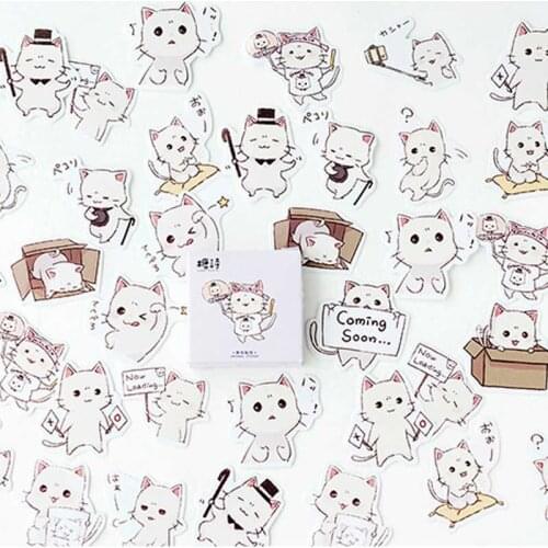 45 pcs/box Japanese Cute Cat Stickers Diary Decoration Paper Kawaii Stickers Stationary Scrapbooking Planner Stick Label