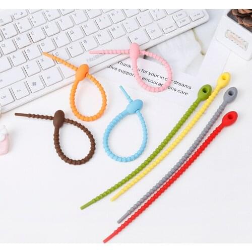 5PCS Cable Cord Winder Ties Silicone Cable Tie Straps Hook Reusable Durable Loop Protector Tidy Organizer Wire Straps
