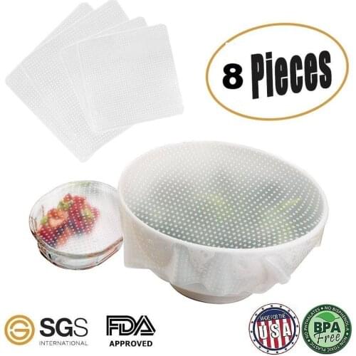 8pcs/set Hight Qulity Silicone Seal Bowl Covers and Food Stretch Lids Reusable Keep Food Fresh Plastic Wrap