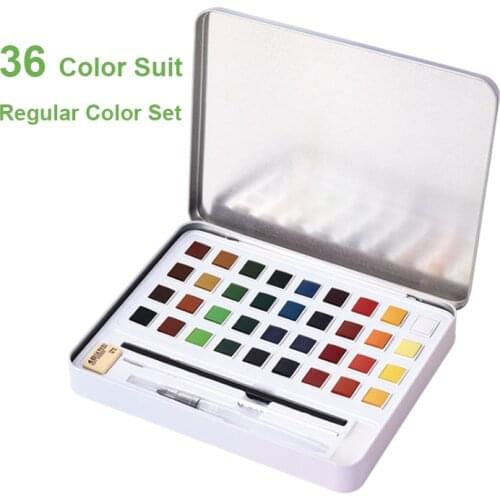 Watercolour paint set tin box package watercolor paint cakes for Drawing Art Paint Supplies Art Supplies Watercolor half pans