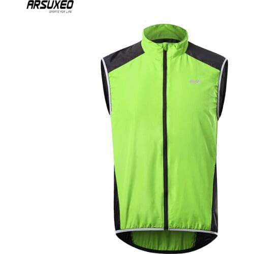 ARSUXEO Men Cycling Vest 2020 Windproof MTB Downhill Sleeveless Jacket Bicycle Jersey Mountain Bike Windbreaker Reflective 20V1