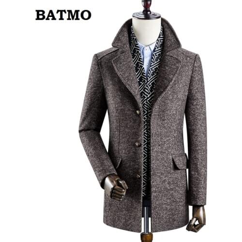 BATMO 2020 new arrival winter high quality 60% wool thicked trench coat men,mens gray wool jackets ,plus-size M-3XL,0833