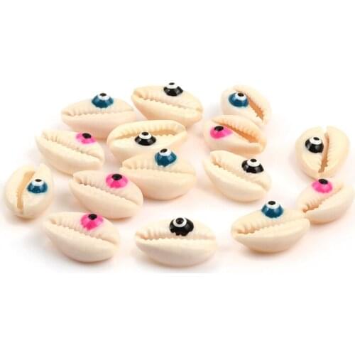 Without Hole Evil Eye Shape Natural Color Shell Beads For Jewelry Making DIY Bracelet Necklace Charms Women Accessories