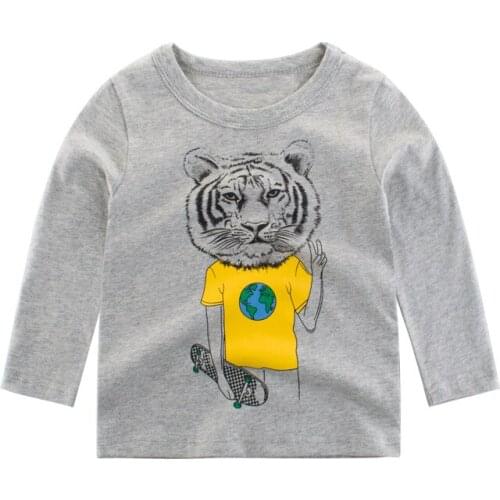 Childrens Cartoon Cotton T Shirt Baby Boys Girls Lion Print T Shirt Clothes Kids Long Sleeve Pullovers Tops Toddler Casual Tees