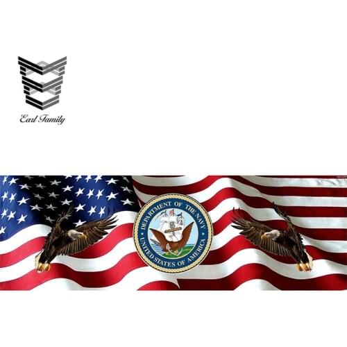 EARLFAMILY 15cm X 5cm Navy American Flag Eagle Rear Truck Window Decorative Graphics Vinyl Decal Car Styling Car Stickers