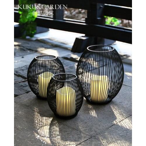 European simple iron Abstract birdcage lantern Candlestick romantic home hotel decoration