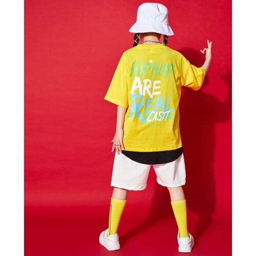 Boys Hip Hop Loose T-shirt Girls Sports Shorts Child Summer Tank Top Print Tee Kids Street Dance Clothes Set Costumes Outfits