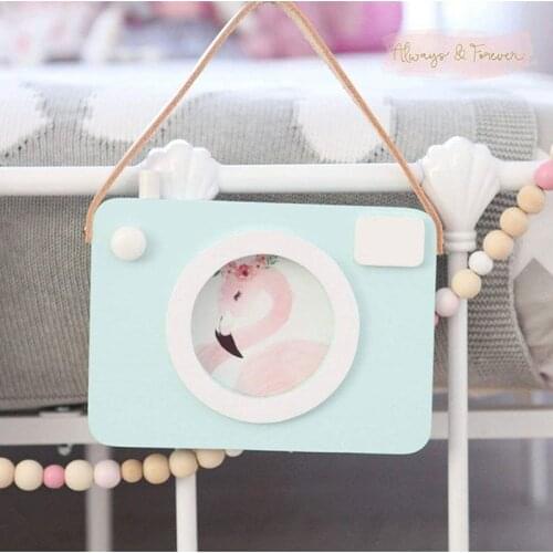 INS Wooden Camera Photo Frame Cute Cartoon Baby Party Photography Props Childrens Room Decoration Figurines Birthday Gift
