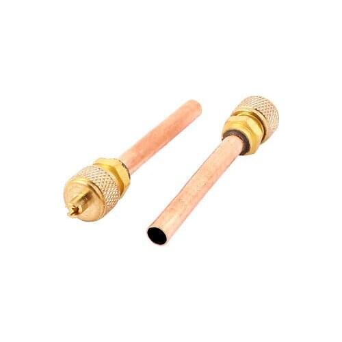 2pcs Air Conditioner Refrigeration 6mm OD Tube Service Access Valve 2.6" 0.7mmx70mm