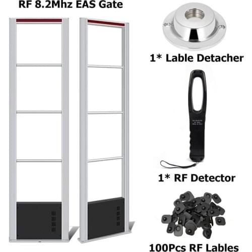 RF8.2Mhz EAS Security System Kit with Hard Labels Tags & Detacher & Detector EAS Gate for Supermarket Clothing Shop Retail Store