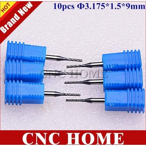 10pcs 1.5mm Import Carbide PCB CNC End Mill Hard Nano Coating CNC Router Bits Corn Rotary Burrs Milling Cutter for Cut & Drill