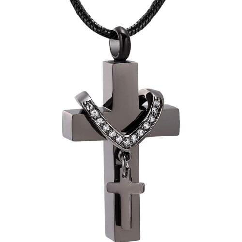 Stainless Steel Cross Memorial Cremation Jewelry for Ashes Urn Pendant Necklace Keepsake