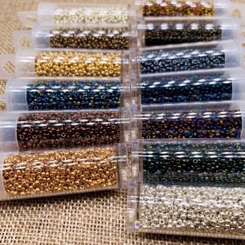 2mm Miyuki Round Beads 11/0 Metalic Gold Silver Bohochic Beaded Bling Beaded Jewelry 10g/Pipe About 1100pieces Garments Sewing