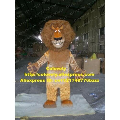 Cool Brown Madagascar Lion Adult Mascot Costume With Dark Brown Belly Big Mouth Mascotte Party Outfit Suit No.188 Free Shipping