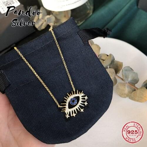 Fashion Charm Sterling Silver Copy 1:1 Copy,Yellow Silver Lucky Eye Necklace Necklace Women Luxury Jewelry Gift With Logo