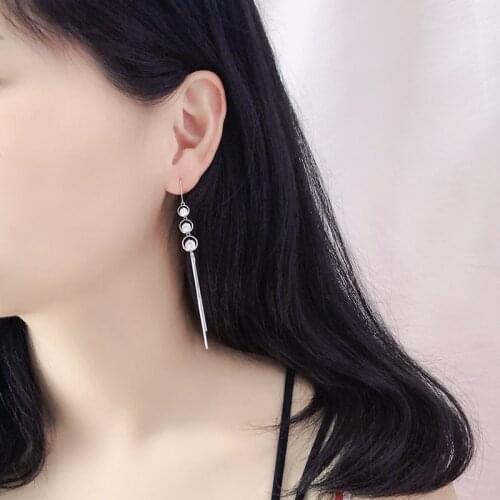 SWOUR New Fashion Jewelry Long Chain Round Circle Design Dangle Earrings Femme Top Quality Bijoux S566