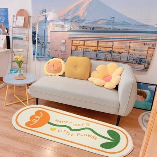 Oval Bedside Rug Soft Fluffy Carpets for Bedroom Area Rugs Non-Slip Doormat Absorbent Floor Mat Living Room Decorative Carpet
