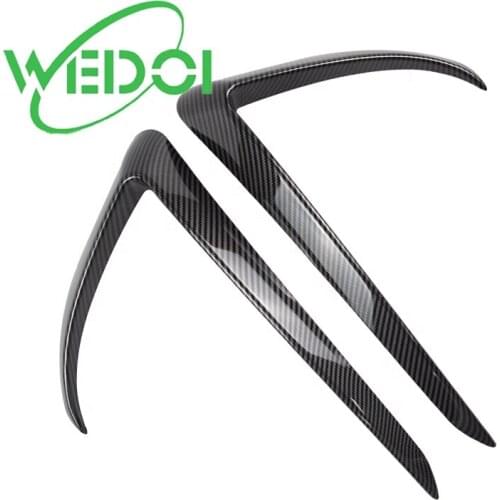 ABS Carbon Fiber Front Fog Light Trim Covers for Tesla Model 3 Frame Eyebrow Stickers Car Accessories 2021