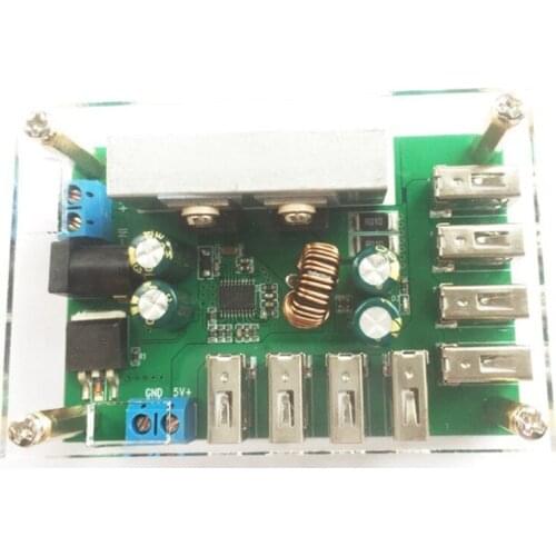 LBER DC-DC Step Down Power Supply Module 5V 5A 8-Channel USB LED Digital Display Buck Converter 8USB for Smart Home Robot