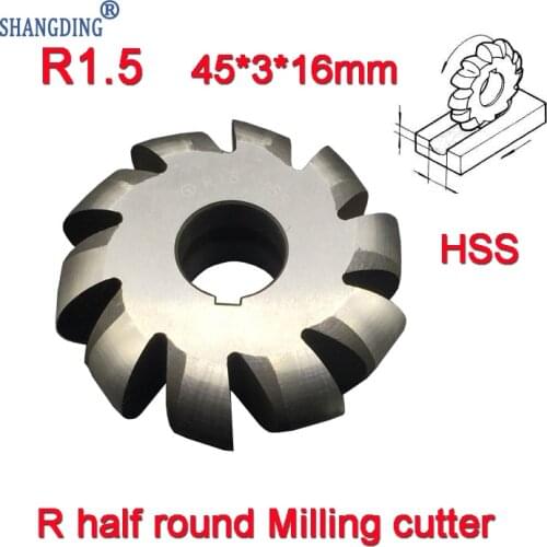 R1.5 45*3*16mm Inner hole HSS Convex Milling Cutters R half round milling cutter Free shipping