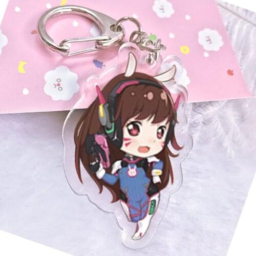 Wholesale Hot Game OW Acrylic Twoside Print Keychain Kakashi Dva Ashe Tracer Cartoon Figures Keyrings Portachiavi Toys Clearance