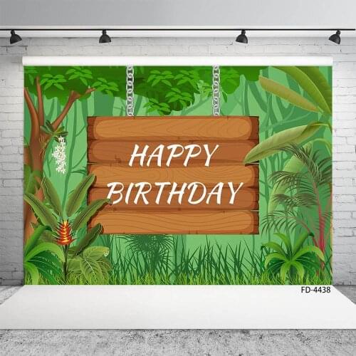 Safari Park Jungle Photography Backdrop Customized Backgrounds Photo Studio for Children Baby Happy Birthday Party Photoshoot
