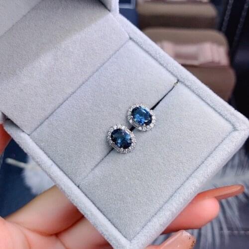 Hotsale Silver Topaz Stud Earrings for Daily Wear 5mm*7mm VVS Grade Natural Topaz Earrings 925 Silver Topaz Jewelry