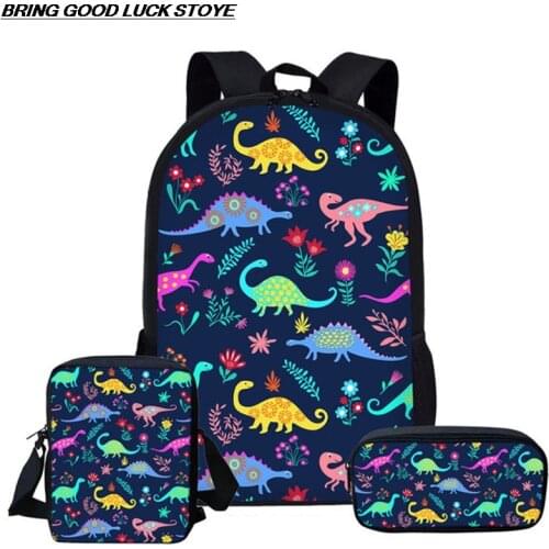 NEW Cartoon Dinosaur School Bags For Girls Boys Kids Backpack 3pcs/set Children Book Bag Schoolbags Orthopedic Student Backpacks