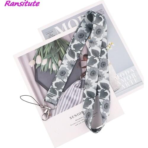 Ransitute R1949 Gothic Style Colorless Sunflower Lanyard Badge ID Lanyards Mobile Phone Rope Key Lanyard Neck Straps Accessories