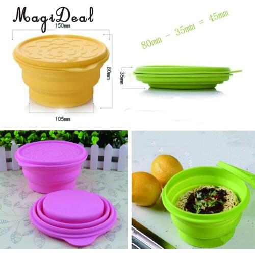 Outdoor 4 Colors Folding Cup Bowl Collapsible Travel Camping Telescopic Dish with Lid for Hiking BBQ Cooking Park Walks Supplies